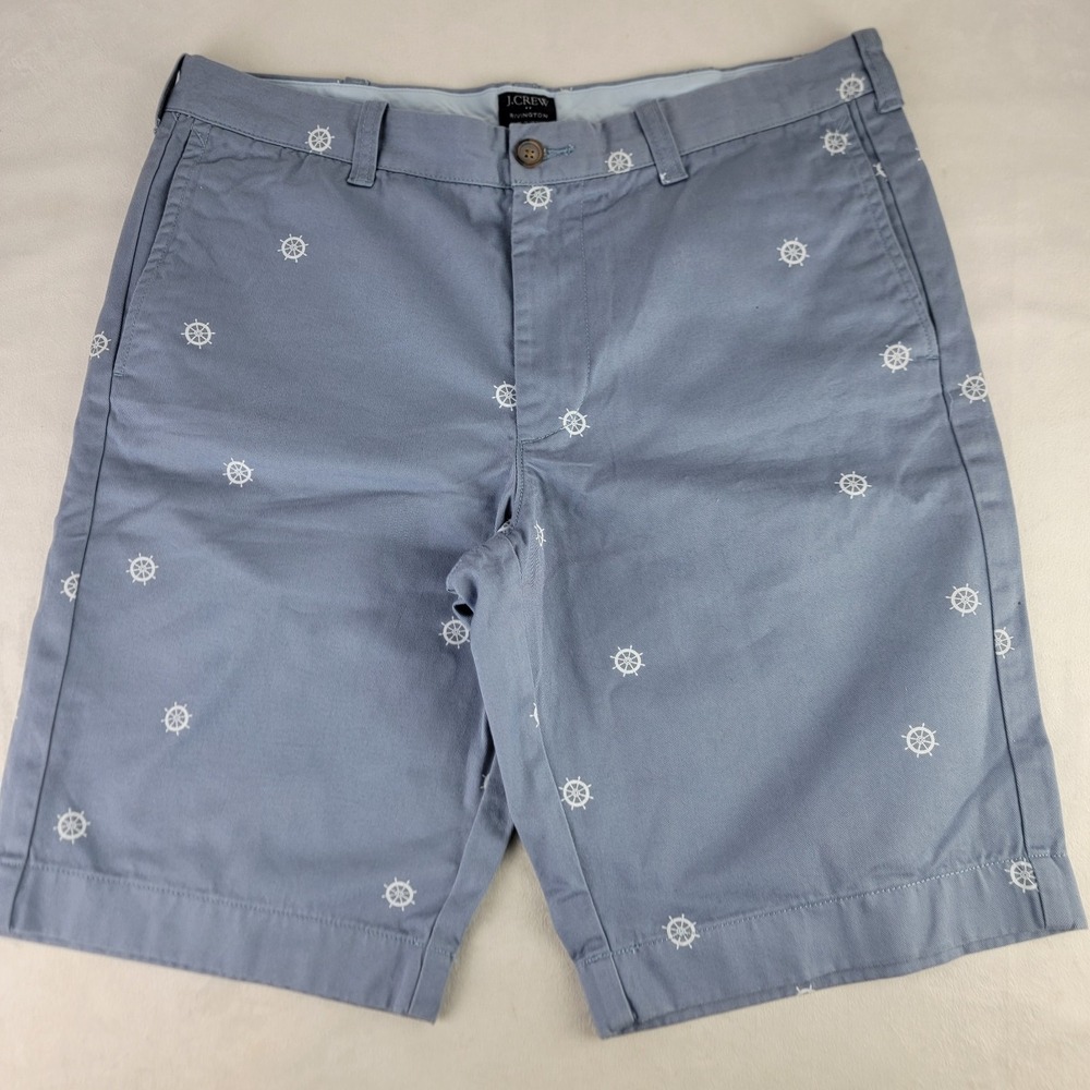 J. Crew Chino Shorts Men's 34 Blue‎ Rivington Flat Front Nautical Boating Beach